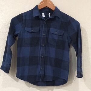 Old Navy Boys Sz S 6/7‎ Flannel Button Up Checkered Shirt 100% Cotton